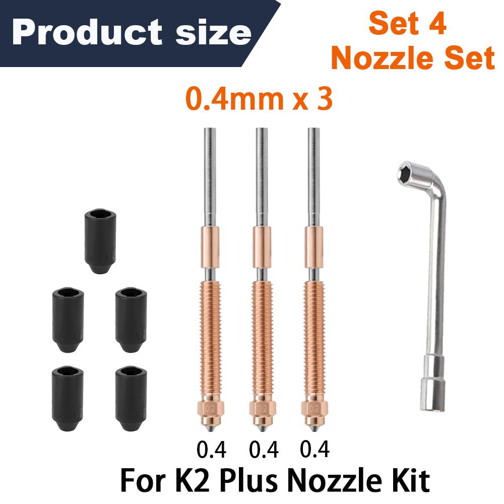 For Creality Hi/K2/K2 Pro/K2 Plus High-Flow Nozzles,Quick Change (0.2/0.4/0.6/0.8mm) High-Flow Steel-Tip Copper Nozzles&Titanium