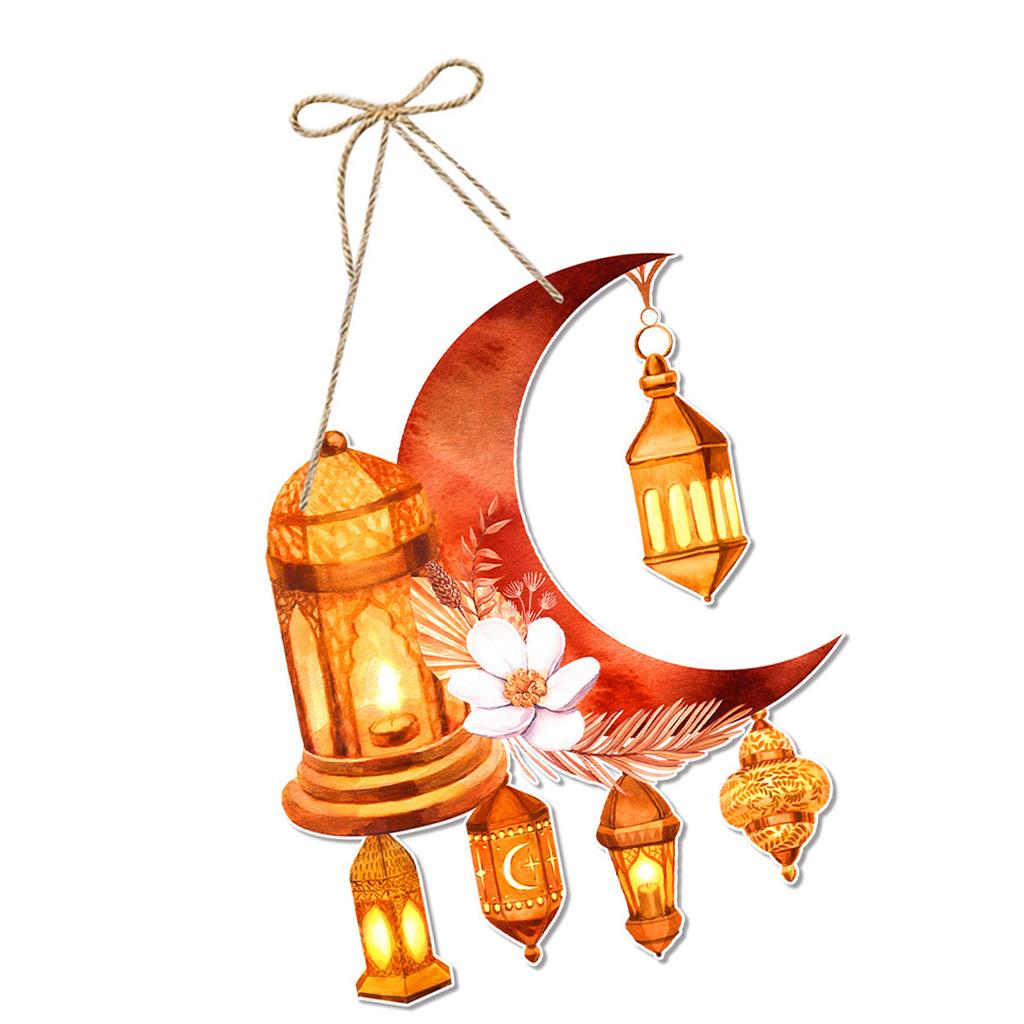 Eid Mubarak Moon Hanging Decorations Elegant Ramadan Paper Door Hanging Sign Display Accessory For Holiday Atmosphere