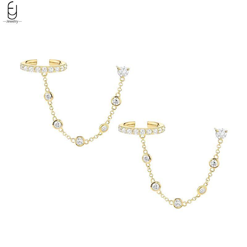 925 Silver Needle Luxury Long Chain Tassel Crystal Stud Earrings For Women Exquisite Pendant Gold Earrings Fine Jewelry