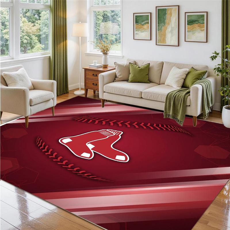 Boston Red Sox Design Crystal Velvet Rug Soft Decorative Mat for Bedroom Entrance