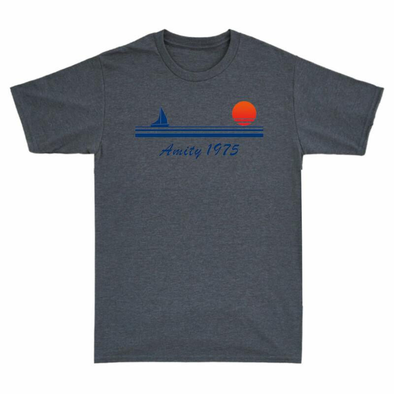 Tshirt Jaws Retro Short Top Sleeve 1975 Amity Cotton Unisexs Tee Island