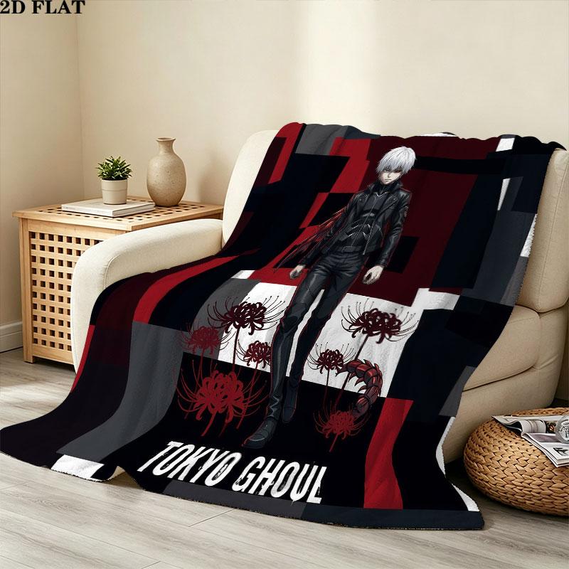 1PC Tokyo Ghoul Patterned Flannel Blanket Suitable For All Seasons For Home Decor Warmth And Comfort Gifts Holiday Present