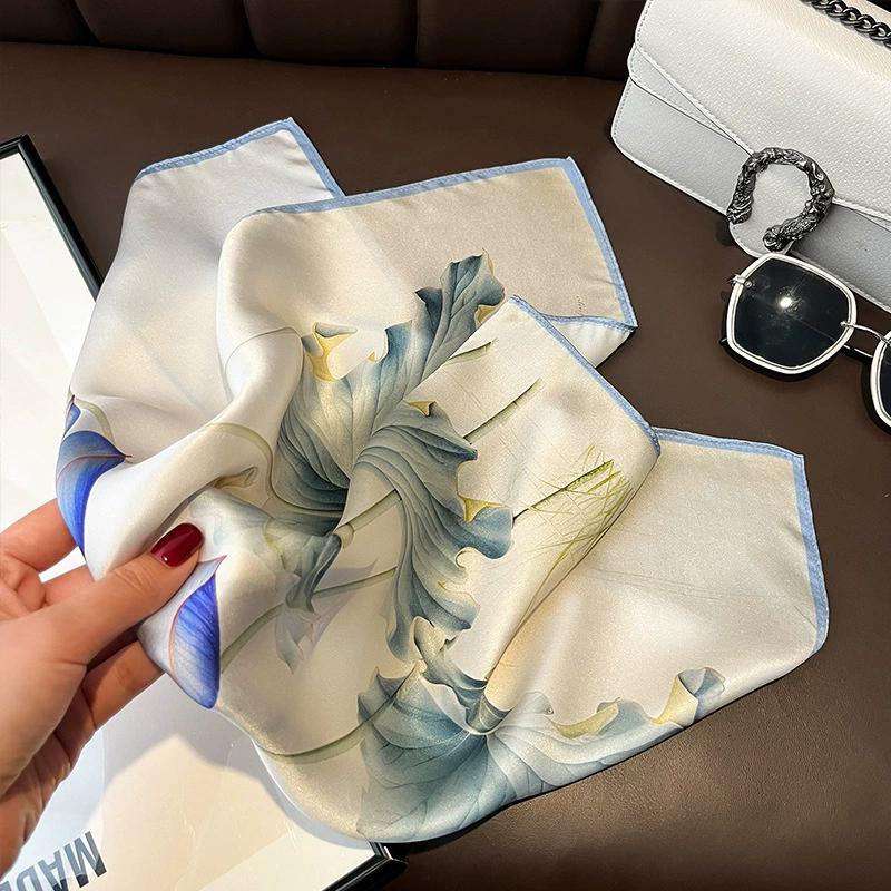 Новый 100% Натуральный Шарф из Натурального Шелка Женский Платок Бандана Квадратные Шарфы Палантин Косынка Тутовый Весенняя Мода Роскошный Высокое Качество Хиджаб