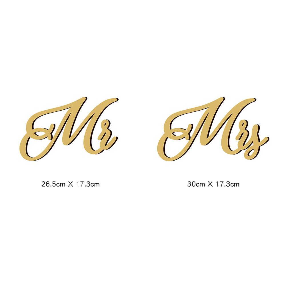 1 Pair Wooden Chair Signs Mr Mrs Chair Back Hanging Pendant With Ribbon Chair Decor For Wedding Decorations