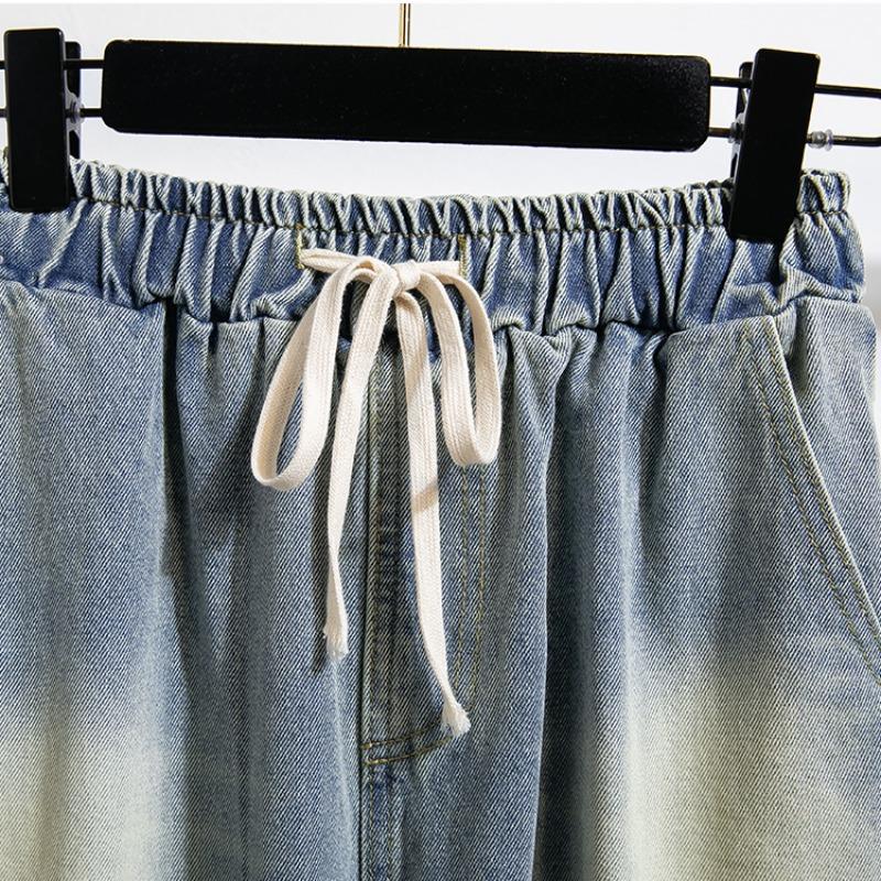 DIMANAF Большой размер 2025 Женские брюки Летние Свободные джинсы Длинные С высокой талией Базовые брюки Эластичная талия 5XL