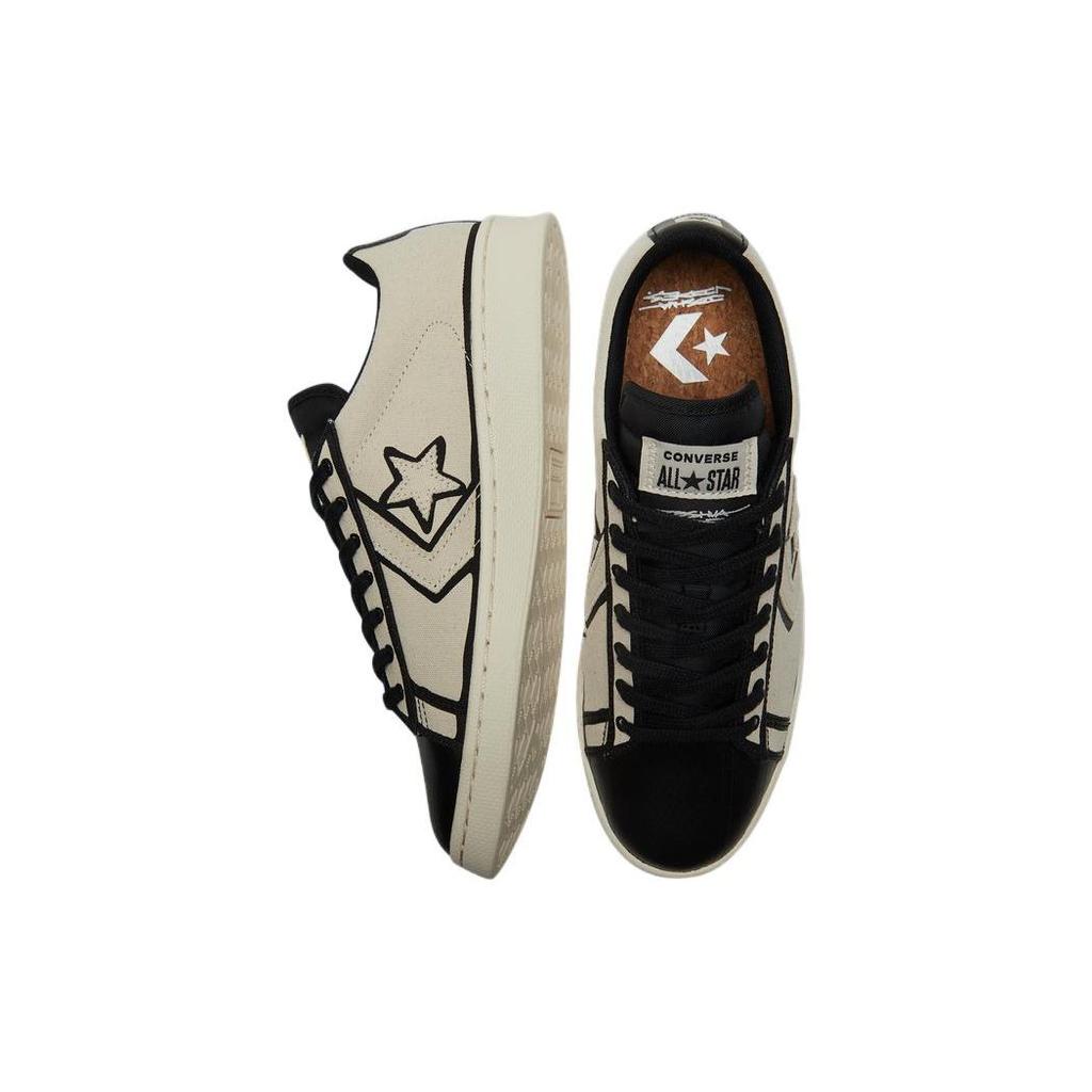 Converse Joshua Vides X Pro Leather Made In Studio Unisex Sneakers Cream Natural-Ivory Black A00713C