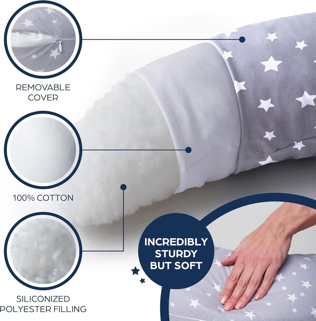2-in-1 Nursing Pillow Pregnancy Pillow Side Sleeper Pillow for Baby, Pregnancy Pillow with Inner Cushion and Cotton Nursing Pillow Cover
