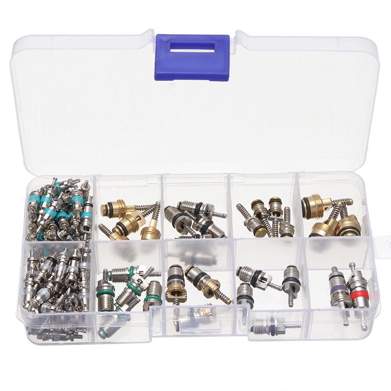 100 шт./кор. автомобильный автоматический AC/C клапанный сердечник для R134A клапаны кондиционирования воздуха Ассортимент комплект