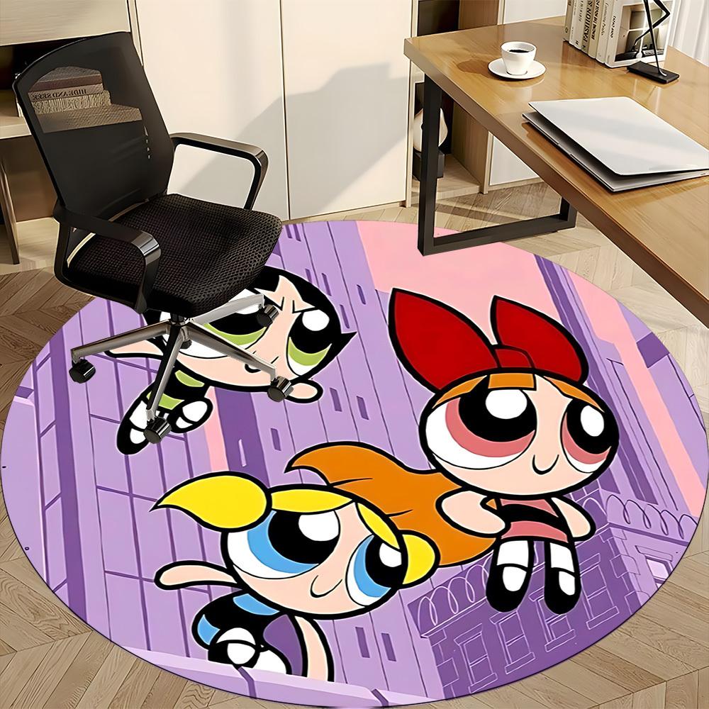 1pc Powerpuff Girls Office Round Area Rug, Under Office Chairs Bedroom Living Room Home Decor  a1022193