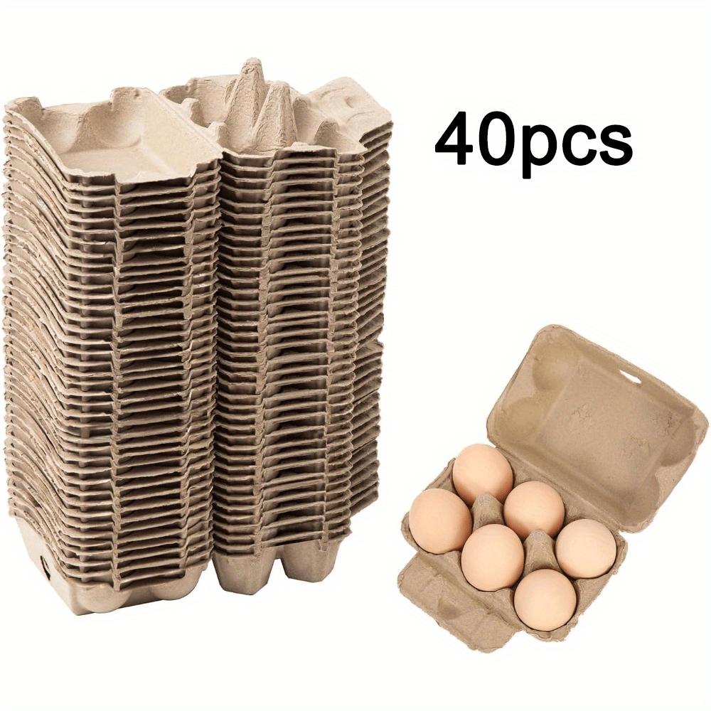 40pcs Egg Cartons Bulk, 2x3 Style Reusable Empty Natural Paper Pulp Egg Cartons, Sturdy Design Egg Holder Containers