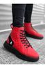Men's Fashion Genuine Leather Flat Heeled Booties Bootie Ba Lace Up Red Quilted High Sole Sports Boots Shoes