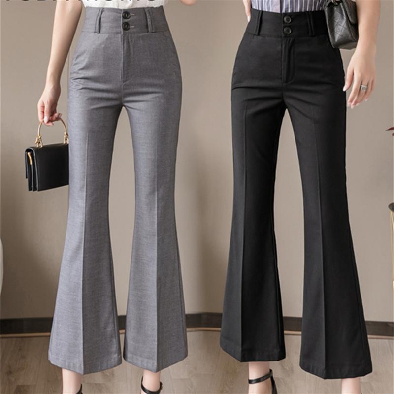 Harajuku OL Office Summer High Waist Summer Women's Wide Leg Capris Flare Pants for Women Baggy Suit Pants Woman Trousers