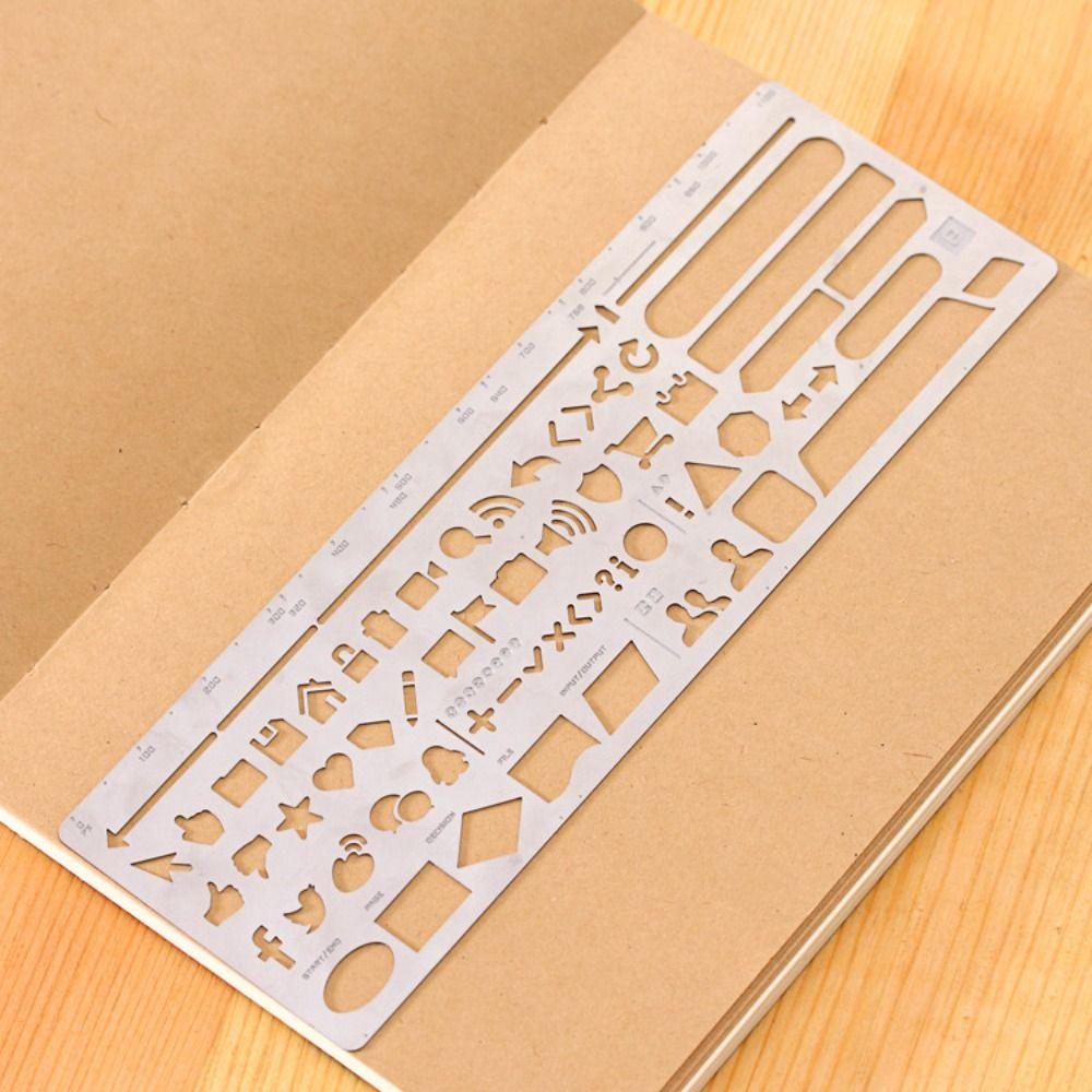 Stainless Steel Template Ruler School Projects Drawing Template Ruler Gift Stationery