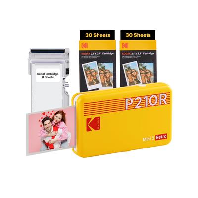 Kodak Mini 2 Retro 4PASS Smartphone Printer 8 принтеров 60 листов желтый принтер/принтер моментальной печати/Instax (5,3x8,6см) + + пачка,