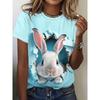Happy Easter Bunny Egg Print T Shirt For Women Casual Crew Neck Short Sleeve Women's T-Shirt New In Ladies Easter Tees Clothes