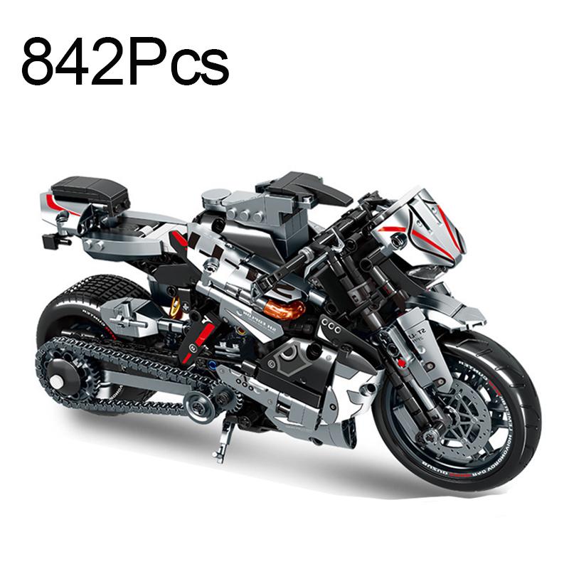 MOC City Technical Super Motorcycle Racing Motorbike Model Building Block DIY Locomotive Brick Toys for Children Boys Gifts