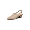 2024 New Office Ladies Casual Women Sandals Concise Spring Summer Pointed Toe High Heel Genuine Leather Slingbacks Shoes Woman