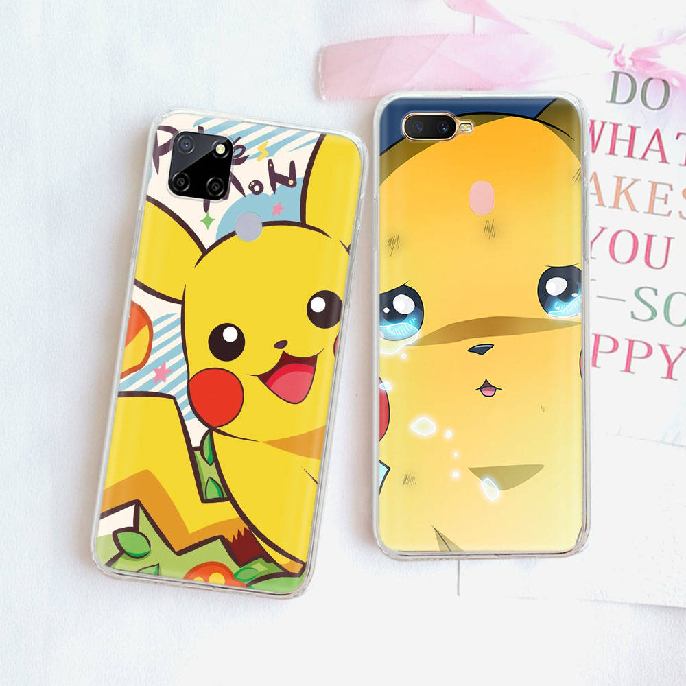 Прозрачный чехол PK10 Pikachu Pokémon для Samsung A04 A14 A23 M33 M53 Realme 10 9 C35 C55 VIVO Y02 Y12 Infinix Hot 30 Note 11 Tecno Spark 8P Pro