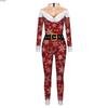 Унисекс Комбинезон с принтом Санта-Клауса 12% спандекс Костюм Зентай Праздничный боди Рождественский комбинезон Женский Рождественский подарок Комплект для воздушной йоги