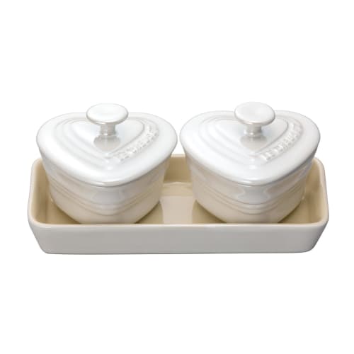 Le Creuset Petit Ramequin d'Amour Heat-Resistant Container Set In White Luster, Perfect for Weddings, Anniversaries, Bridal Gifts, and As a Favors [Of