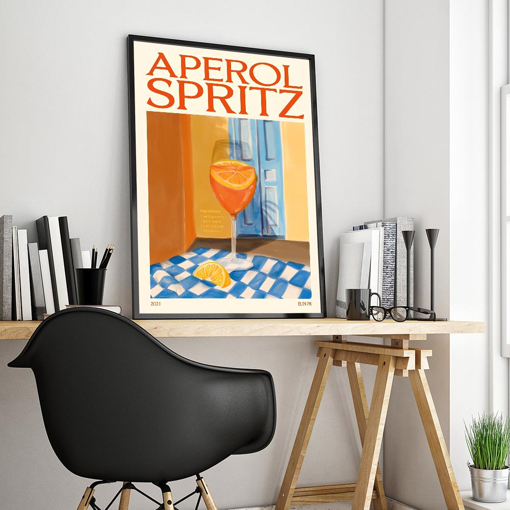 Cartoon Fruit Juice Mojito Aperol Spritz Classic Movie Posters Waterproof Paper Sticker Coffee House Bar Decor Art Wall Stickers