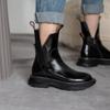 Women Shoes Platform Women Boots  Winter Genuine Leather Zip Ankle Boots Women Autumn Black Zapatos De Mujer Chunky Boots