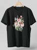 Men's Fashion T-Shirt Pink Rose HOPE Lettering Tee Short Cotton Black Oversize