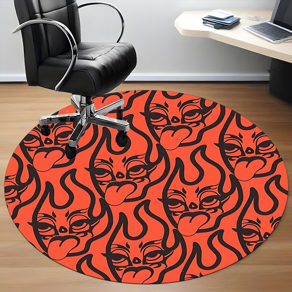 1pc Devil Faces Office Round Area Rug, Mat Suitable For Office, Under Office Chairs Bedroom Living Room Home Decor, Room Deco