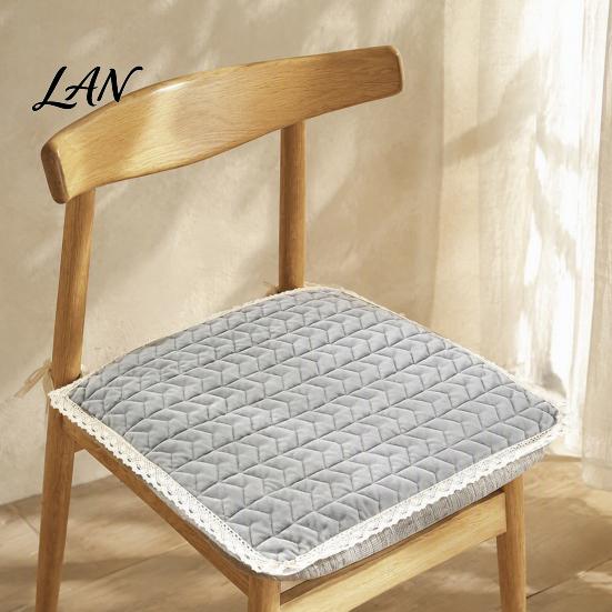 Soft Plush Seat Cushion Chair Pad with Ties, Non Slip Lace Trim, Thickened for Kitchen Stools 16 x Inch Washable Dining Office Pads Leisure Chairs