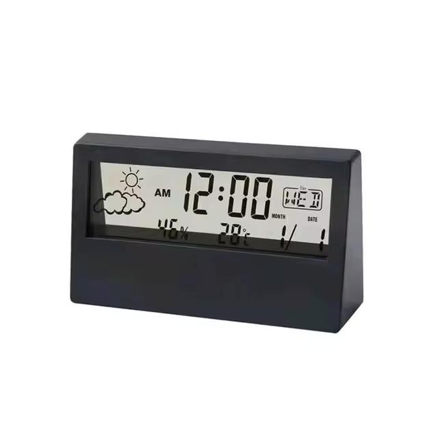 LCD Электрический Настольный Будильник Цифровые Умные Часы с Календарем Измеритель Температуры И Влажности Для Спальни Офиса (Без батареи)