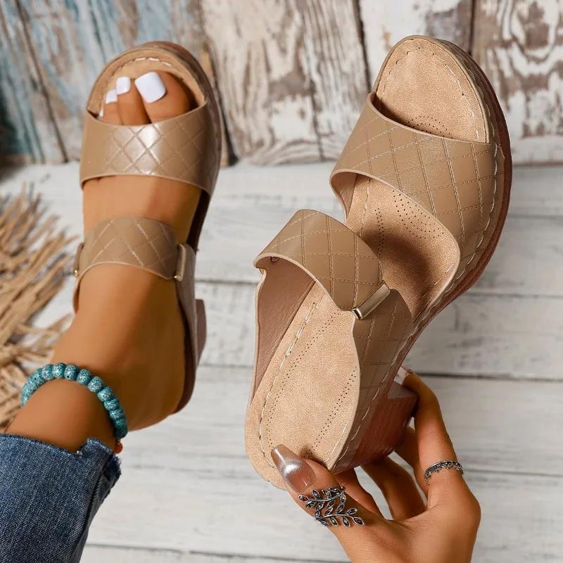 Модная женская обувь 2024 года, горячая распродажа, женские тапочки с открытой пяткой, модные однотонные женские туфли-туфли высокого качества с круглым носком на каблуках для женщин