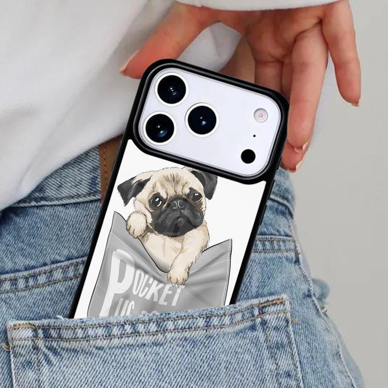 Забавный мультяшный чехол для телефона с мопсом для iPhone 17ProMax 12 13 14 15 16e 17 Pro Max Plus Air Cover