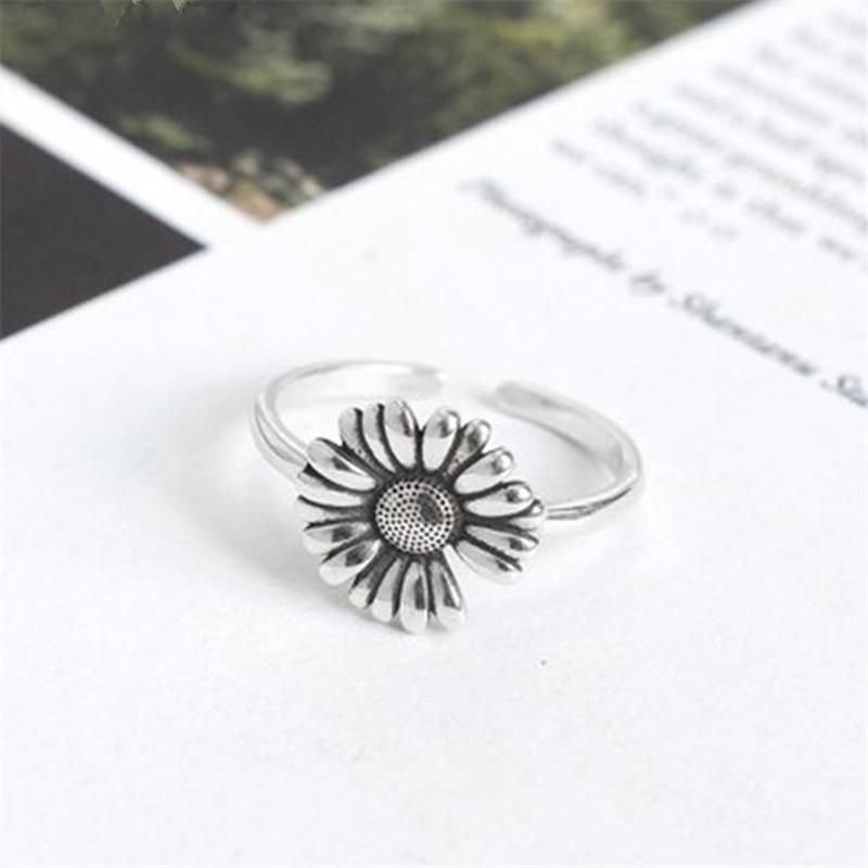 foxanry Minimalist Sunflower Rings for Women Couples Engagement Jewelry New Terndy Party Accessories Gift