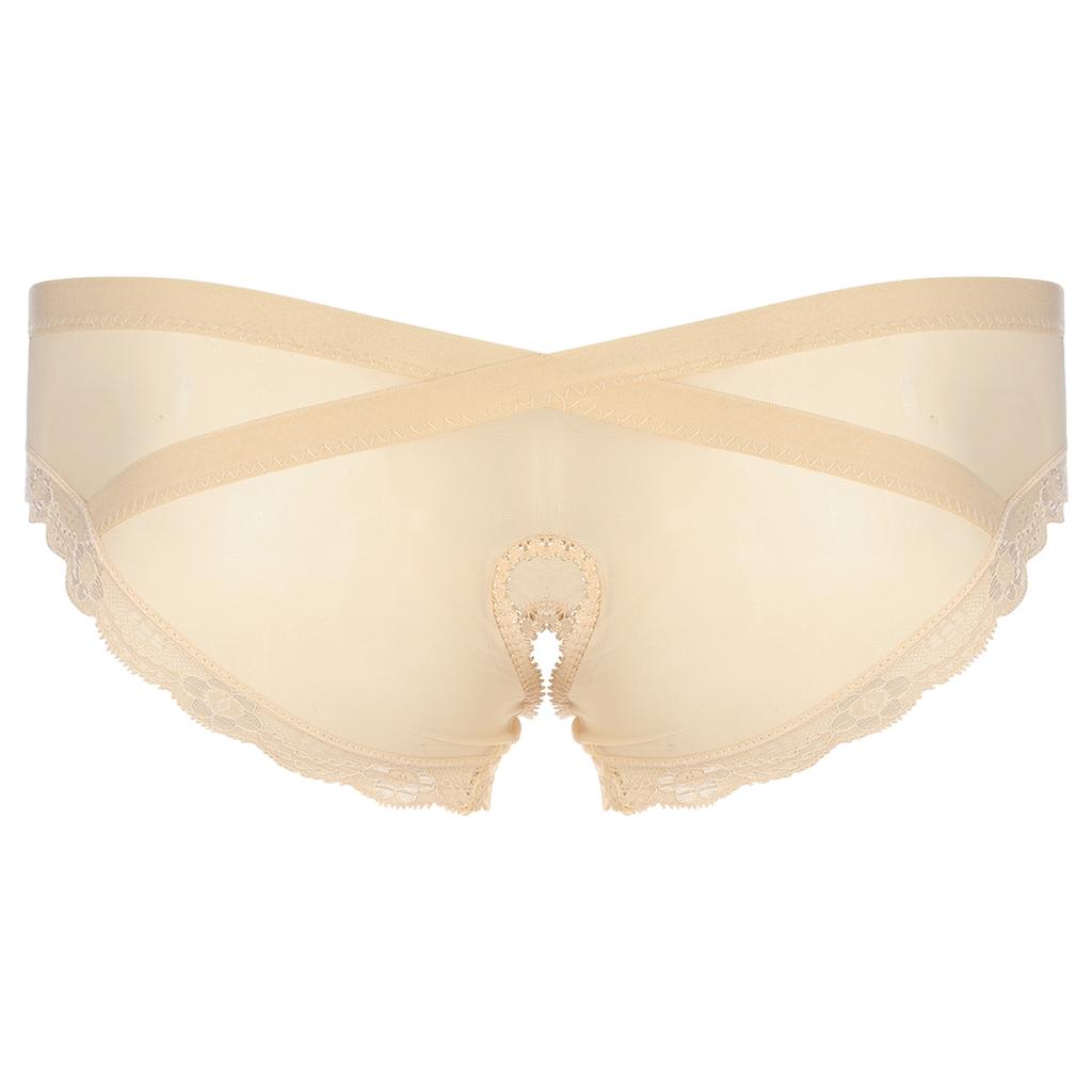 Мужские прозрачные сетчатые трусы без вырезов с низкой посадкой, трусы с кружевной отделкой, нижнее белье для трансвеститов Sissy