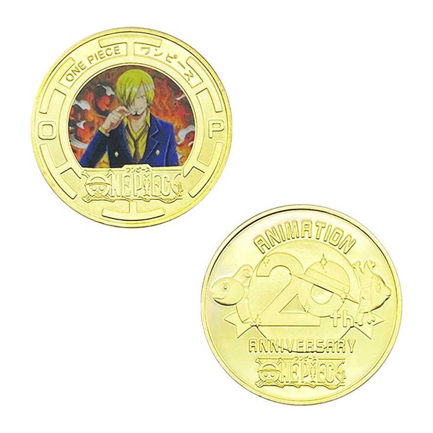 Anime Collectible Coins Luffy Zoro Gold Plated Metal Commemorative Coins Periphery Kids Birthday Gift Toy