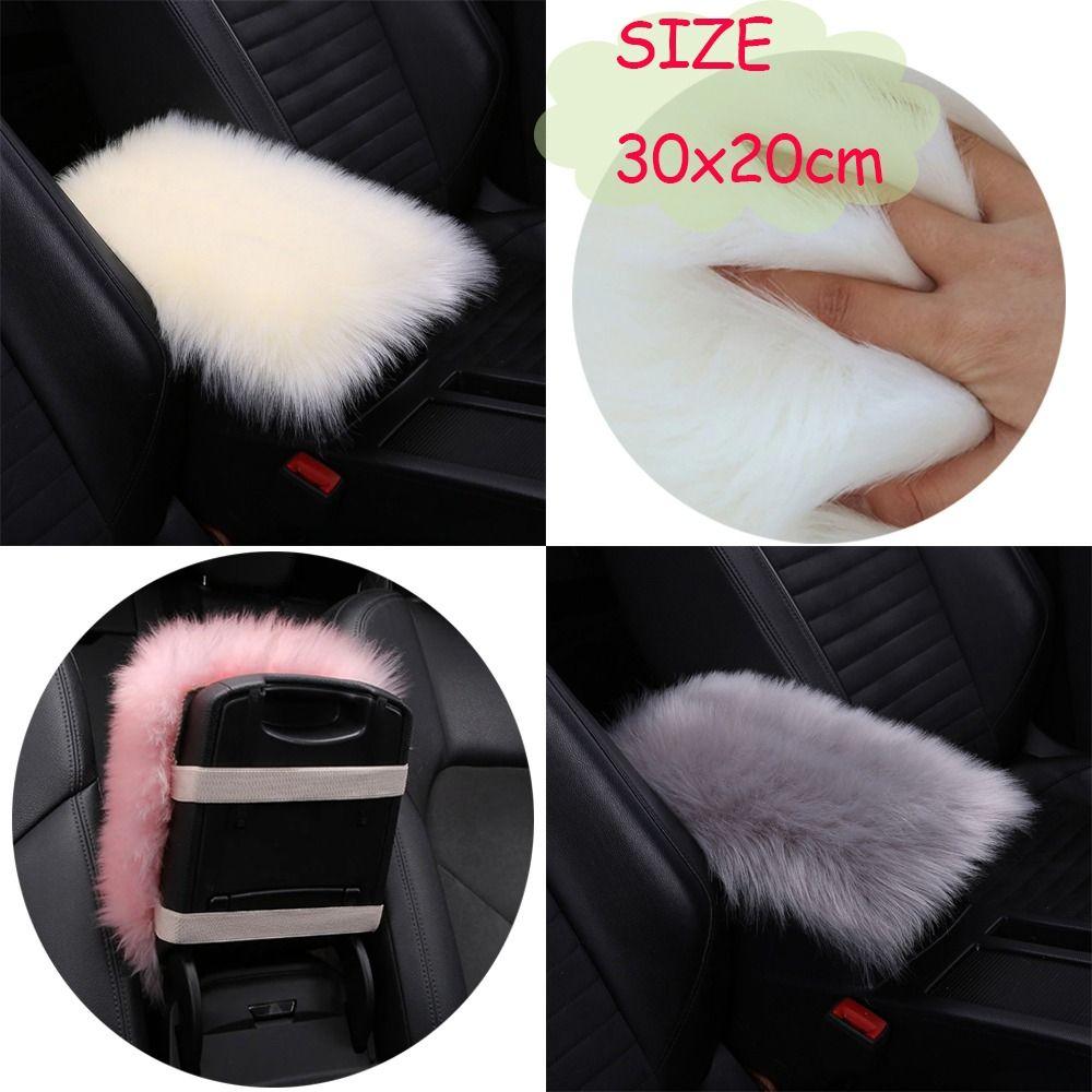30x20cm Faux Fur Fluffy Car Armrest Cover Plush Car Armrest Pad Protector Covers Seat Box Mat