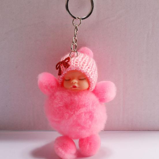 Плюшевая кукла с пушистым помпоном и бантом, подвесной кулон, брелок для ключей