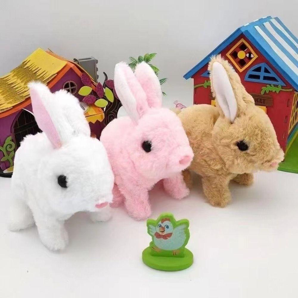 Long Ears Electric Rabbit Plush Toy Walks and Makes Sounds Little Tie-Dyed Rabbit Doll Kids