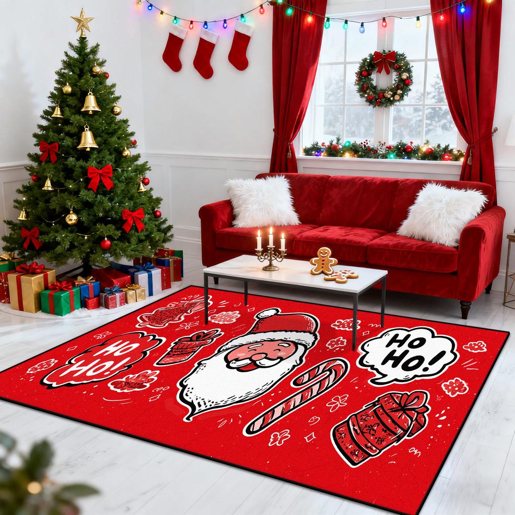 Christmas New Year Large Size Carpets Living Room Decoration Non-slip Sofa Area Rugs for Bedroom Cloakroom Floor Mat Washable