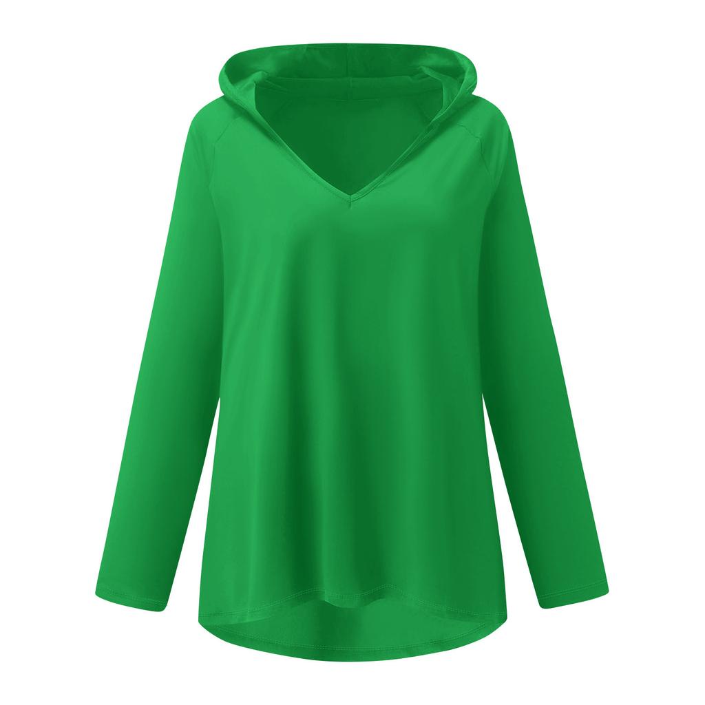 Женские свободные топы с V-образным вырезом и капюшоном с длинными рукавами, повседневные топы, домашние пижамы для отдыха, топы