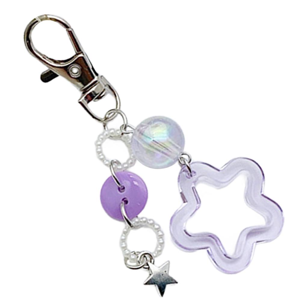 Colorful Star Shaped Keychain Five-Pointed Star Keyring Bag Charm Detachable Phone Charm Pendant for Fashion Enthusiasts