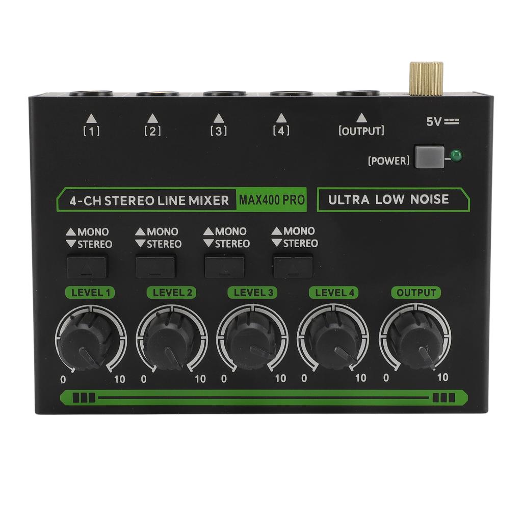 4-канальный микшер 6,35 мм 4 входа 1 выход Профессиональный компактный стерео микшер с RGB подсветкой для студии 