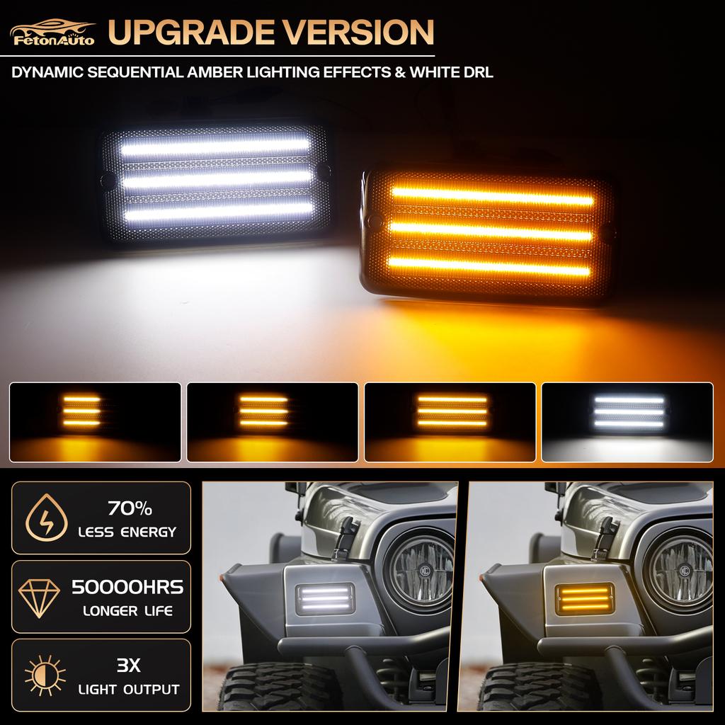 New 2Pcs Repeat Blinker Front Bumper Side Marker Turn Signal Light DRL Lamp for for TJ 1997-2006 #CH2550120