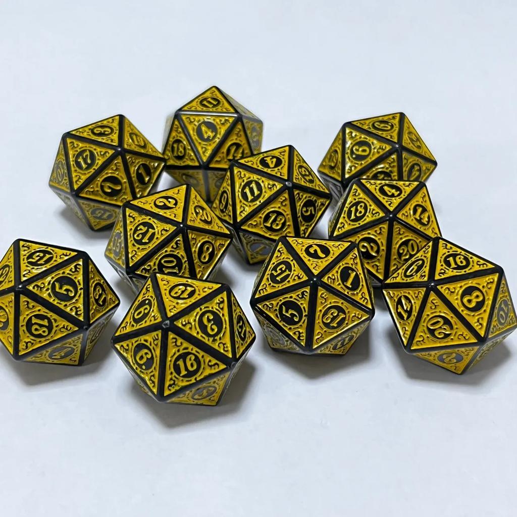 10pcs/lot Polyhedral Dice 20 Sided Vintage Digital Dice Set D4 D6 D8 D10 D12 D% D20 for TRPG Entertainment Party Board Game Dice