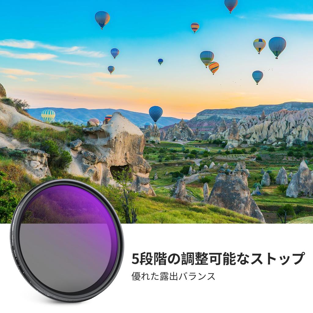 NEEWER 82mm Variable ND Filter with Lens Cloth Neutral Density Adjustable Optical Glass Neutral Density Filter Camera Photography Accessories ND2-32