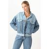 Women's Color Block Oversize Jean Jacket Blue