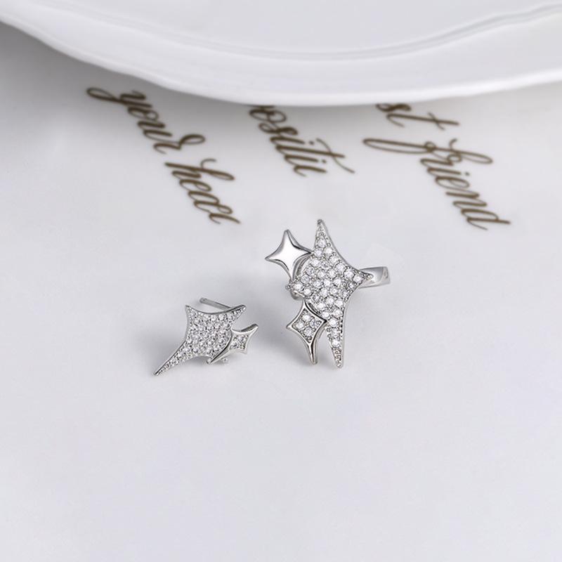 Французская четырехугольная звезда без проколотых ушей, серьги-клипсы, женские серьги-гвоздики с бриллиантами в виде звезды «Холодный ветер»