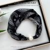 Thin Pearl Silk Scarf Magnetic Clasp Neck Wrap Fashion Neckerchief  for Women