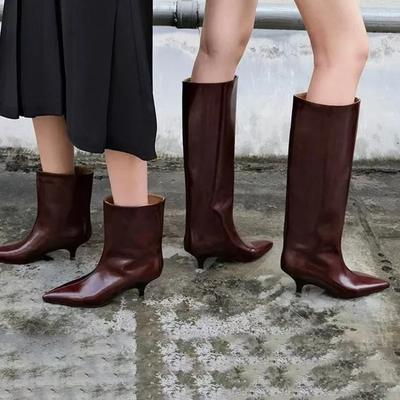 Модные ретро французские ботильоны с острым носком, тонким каблуком-рюмочкой, женские, на все случаи жизни, зимние, на резиновой подошве, обувь в корейском стиле