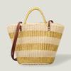 Casual Striped Basket Bags Straw Rattan Fabric Feminine Shoulder Wicker Fabric Bags Summer Beach Large Tote Bags